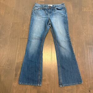 LEI Jeans Women 9 Blue Sophia‎ Hipster Flare Distressed Y2K Grunge Whiskering